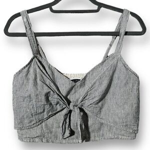 Abercrombie & Fitch Grey Linen Blend cropped Tank Top